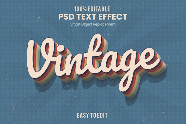 PSD retro vintage 3d extruded text effect action