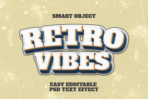PSD retro vintage 3d text effect easy editable smart object