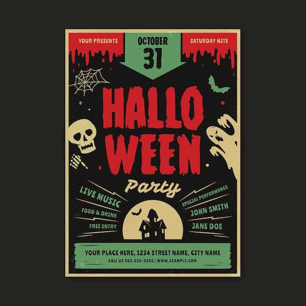 PSD retro vintage halloween event party flyer