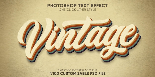 PSD retro, vintage text effect 70s and 80s text style template