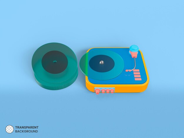 PSD retro vinyl disk player icon isolated 3d render illustration