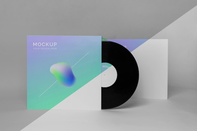 PSD retro vinyl disk with abstract packaging mock-up
