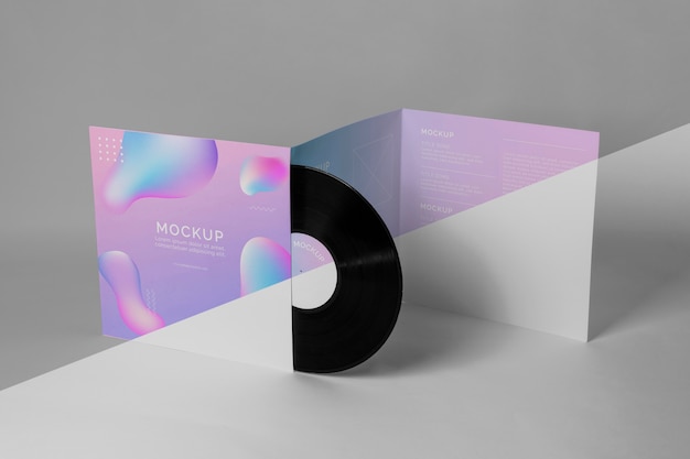 PSD retro vinyl disk with abstract packaging mock-up