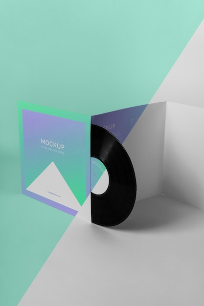 PSD retro vinyl disk with abstract packaging mock-up