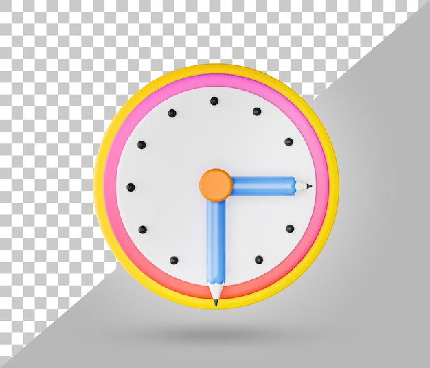 Retro wall clock isolated on blue background concept of time analog clock 3d rendered