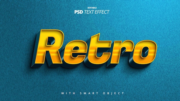 PSD retro yellow 3d elegant text effect template design