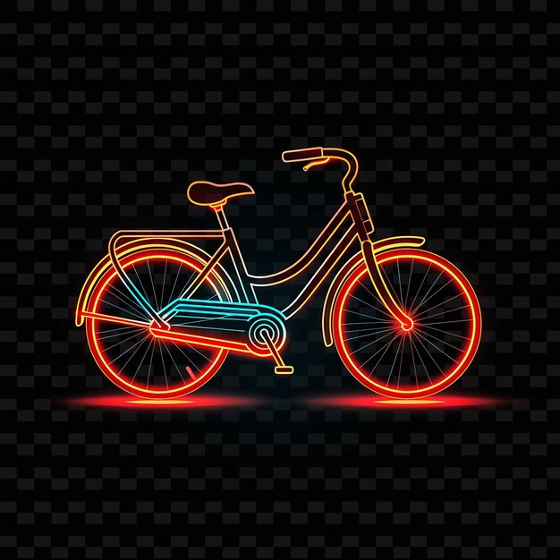 Retrofuturistische fiets borderline-ontwerp neonlijnenstijl vint png y2k-vormen transparant licht arts