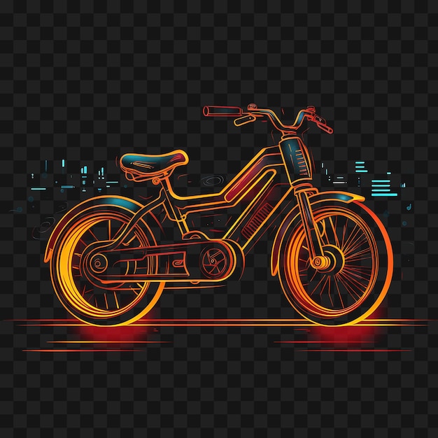 PSD retrofuturistyczny rower borderline design neon lines style vint transparent clipart png 4096px