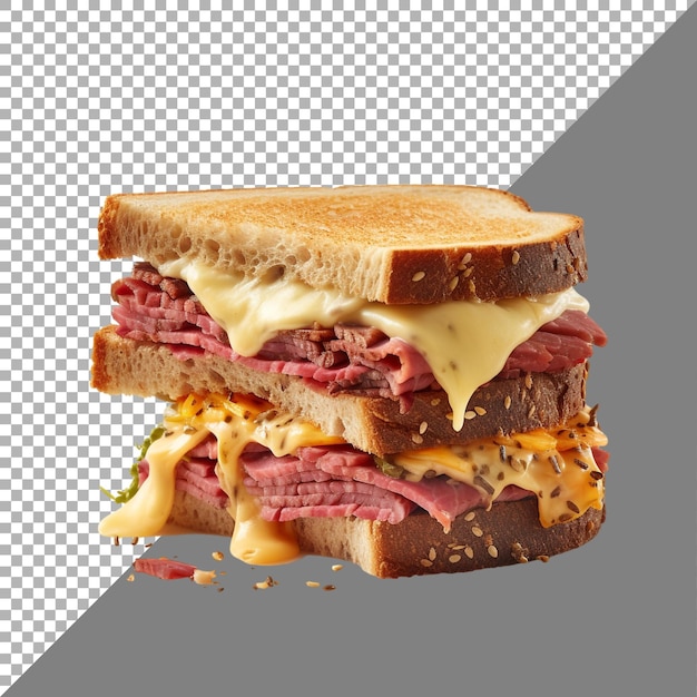 PSD reuben sandwich against transparent background ai generated