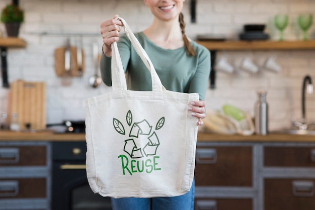 Reusable bag with mock-up