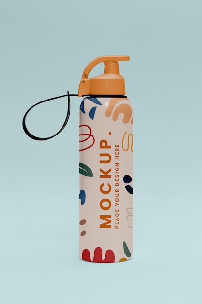 PSD reusable bottle with blue background