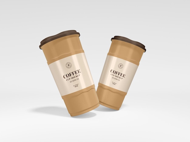 reusable glossy plastic coffee cup branding mockup