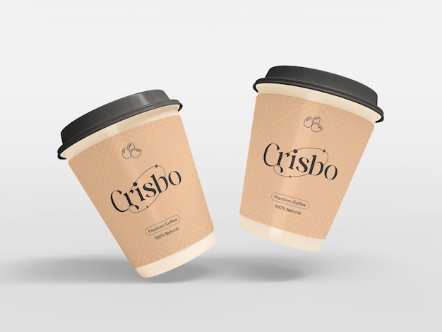 Reusable Glossy Plastic Coffee Cup Branding Mockup