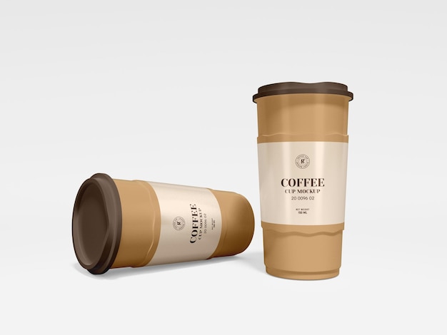 Reusable glossy plastic coffee cup branding mockup