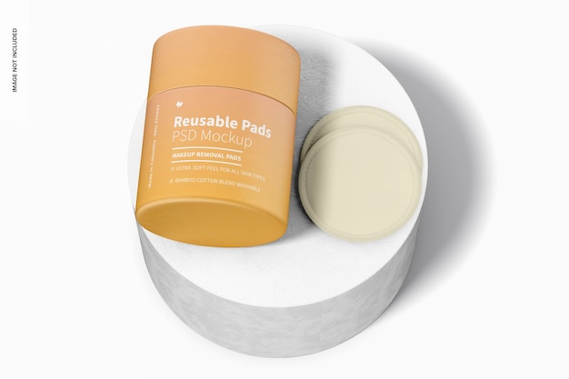 PSD reusable pads packaging mockup, perspective view