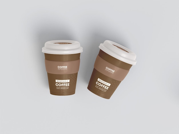 Mockup di tazza di caffè in plastica riutilizzabile