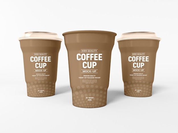 Reusable plastic coffee cup packaging mockup