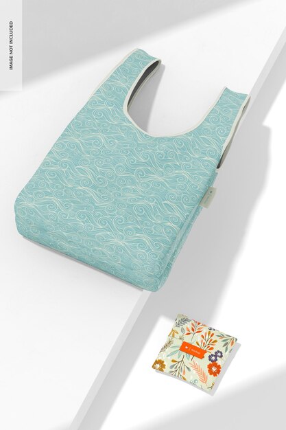 PSD reusable shopping bag mockup, top view