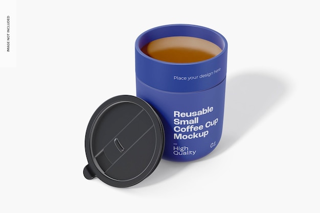 Reusable small coffee cup mockup, opened