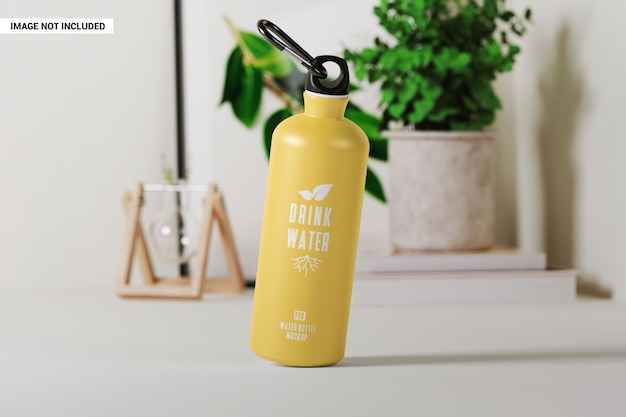 Reusable stainless steel water bottle mockup