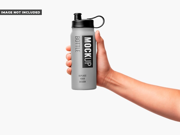 reusable water bottle mockup held in hand