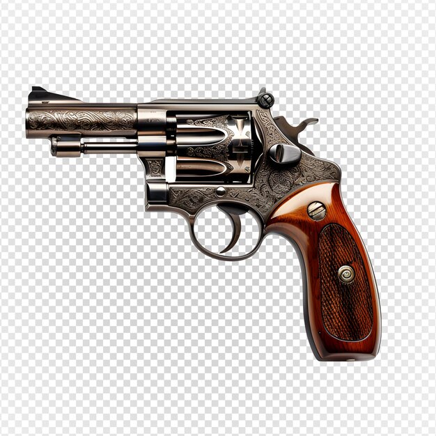 PSD revolver gun isolated on transparent background cowboy weapon png generative ai