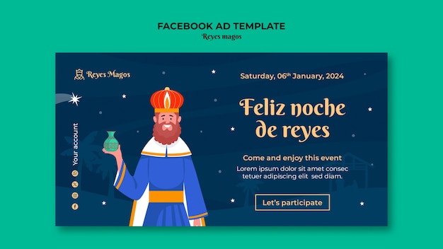 PSD template facebook della celebrazione di reyes magos