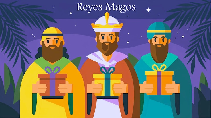PSD reyes magos poster with three wise men