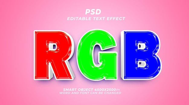 PSD rgb 3d editable text style photoshop template