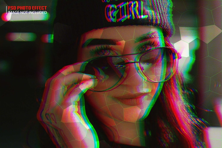 PSD rgb split double colour photo effect