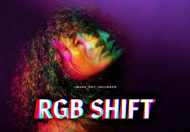 Rgb split foto effect mockup