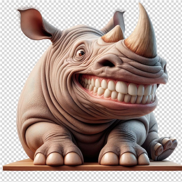 PSD a rhino with a big smile on its face