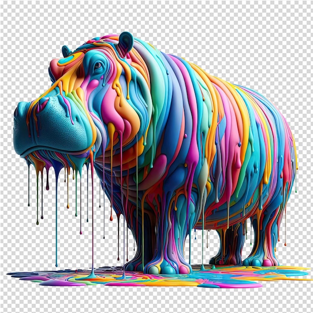 PSD a rhino with a colorful coloring on its face is covered in colored paint