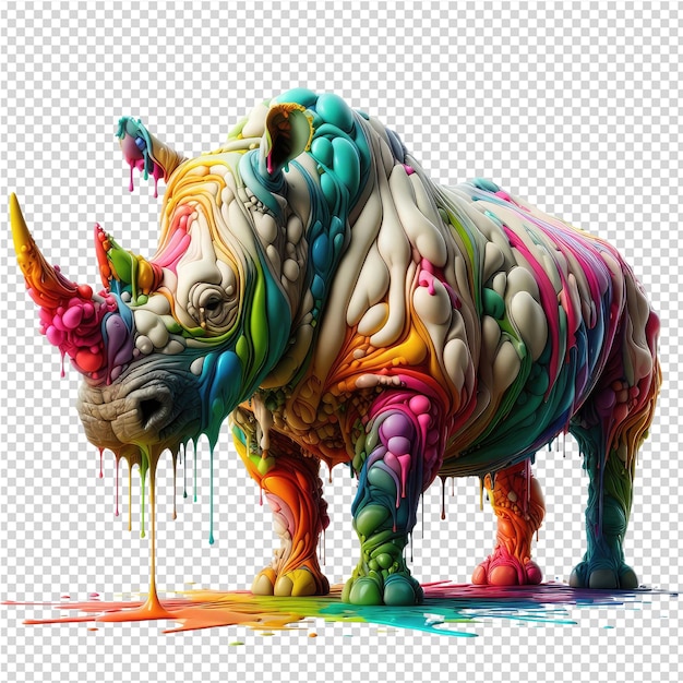 PSD a rhino with a colorful face and the word tusks on it