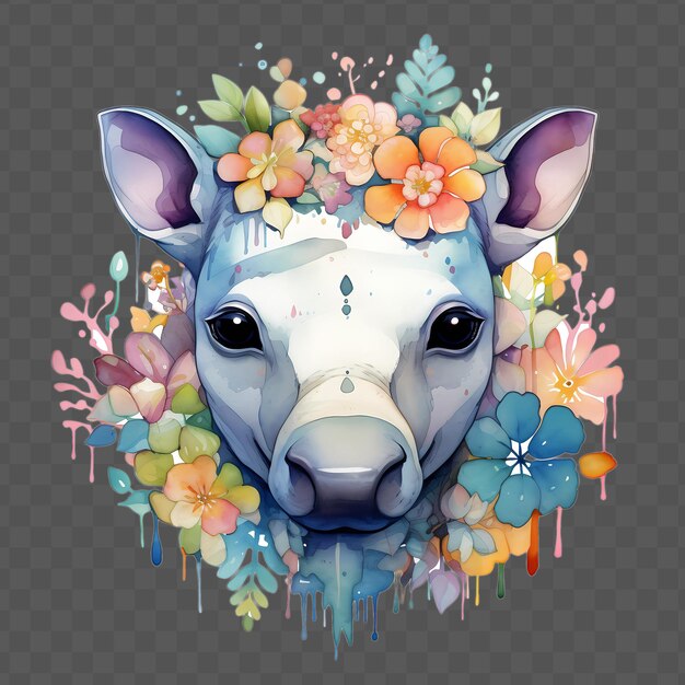 PSD a rhino with flowers and a picture of a rhino