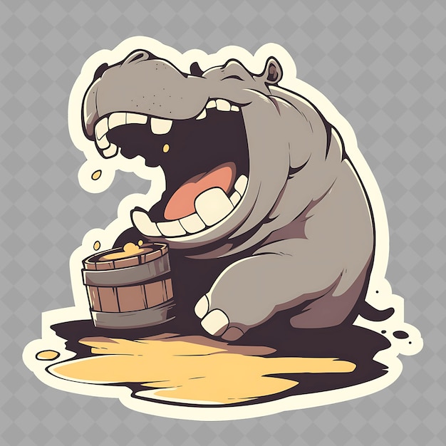 A rhino with a wooden barrel and a barrel of gold coins