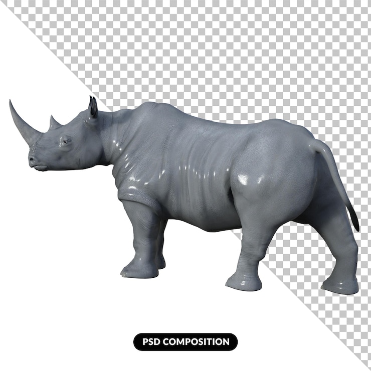 PSD 코뿔소 고립 된 3d 렌더링