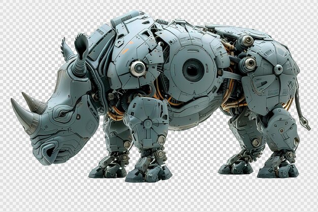 PSD rhinoceros robot isolated on transparent background generative ai