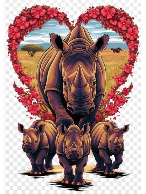 PSD a rhinoceros with a heart that says rhinoceros