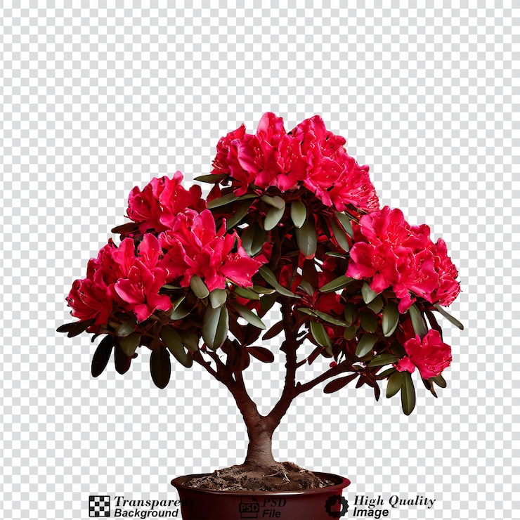 PSD rhododendron red tree isolated on transparent background