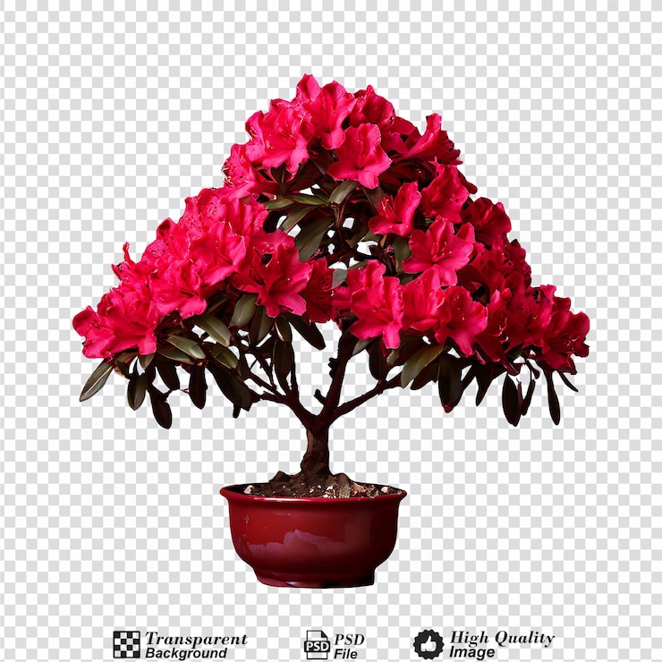PSD rhododendron red tree isolated on transparent background