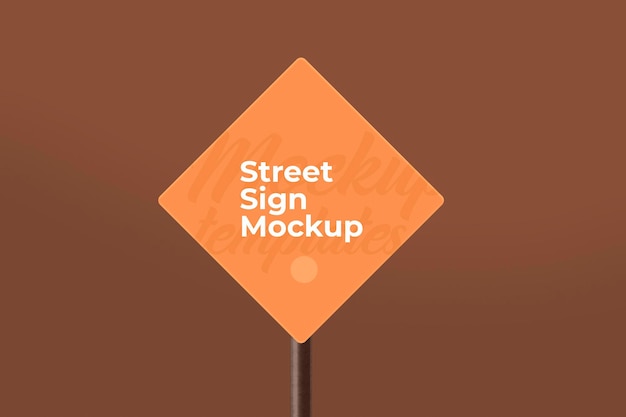 Rhombus shape street sign mockup