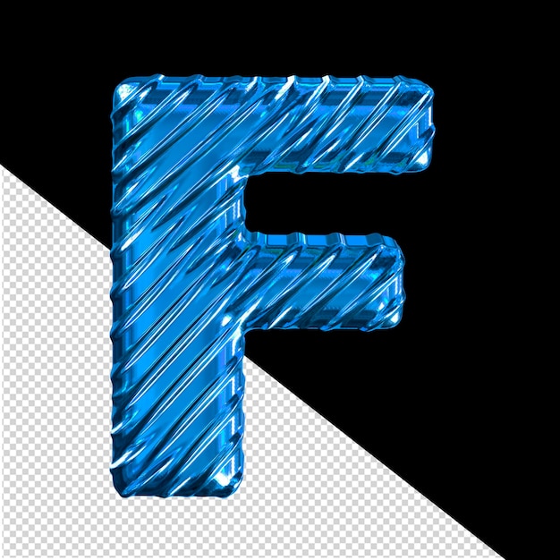 Ribbed blue 3d symbol letter f