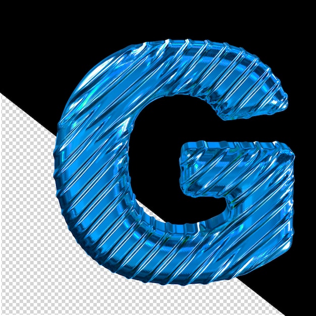 PSD ribbed blue 3d symbol letter g