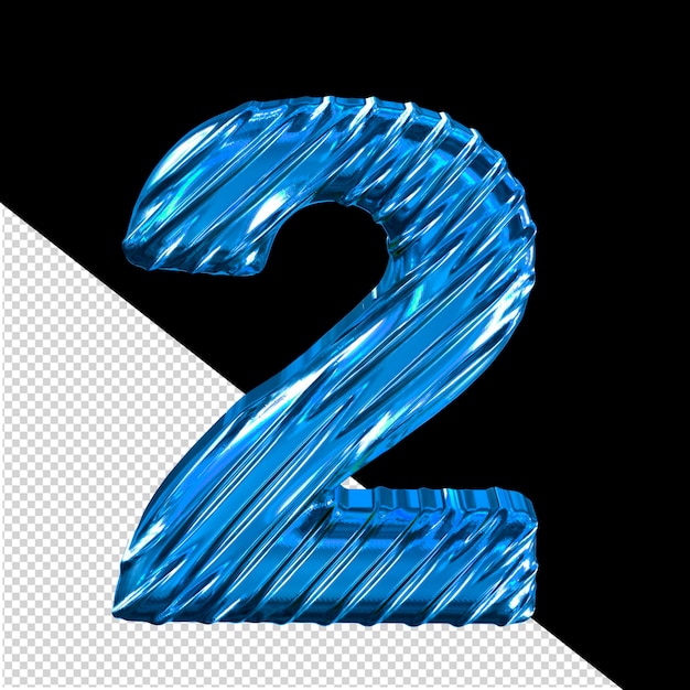 PSD Ребристый синий 3d-символ номер 2