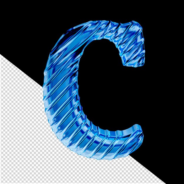 PSD リブ付きの青い氷のシンボル文字 c