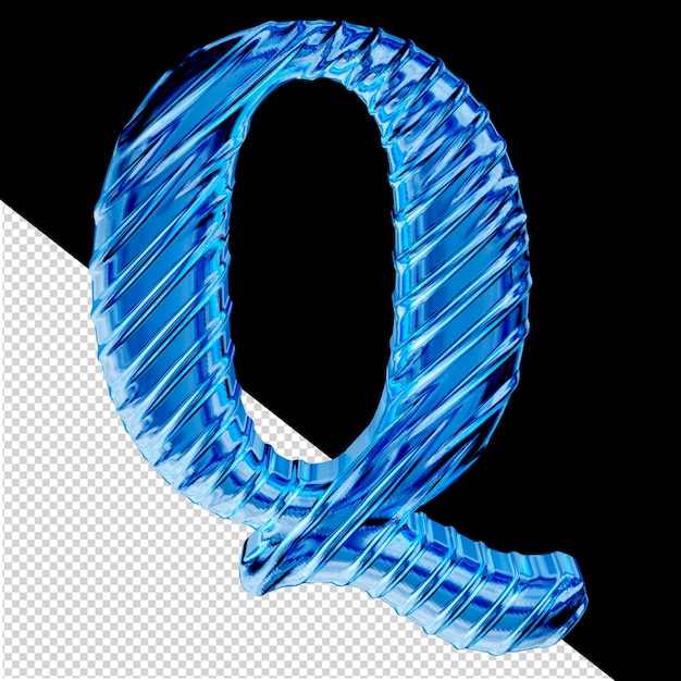 リブ付きの青い氷のシンボル文字 q