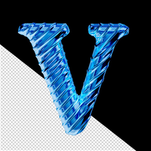 PSD ribbed blue ice symbol letter v