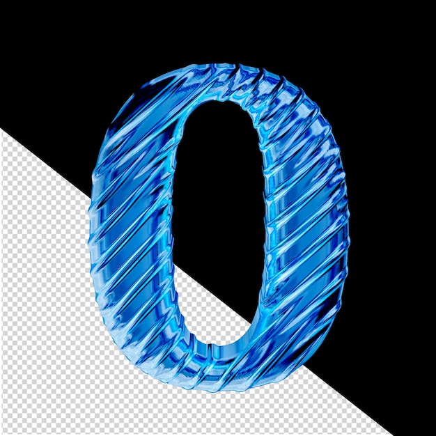 PSD ribbed blue ice symbol number 0