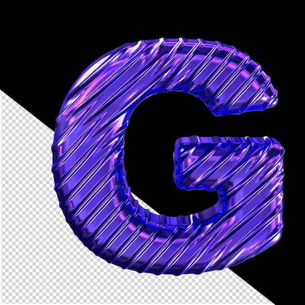 PSD ribbed dark purple 3d symbol letter g